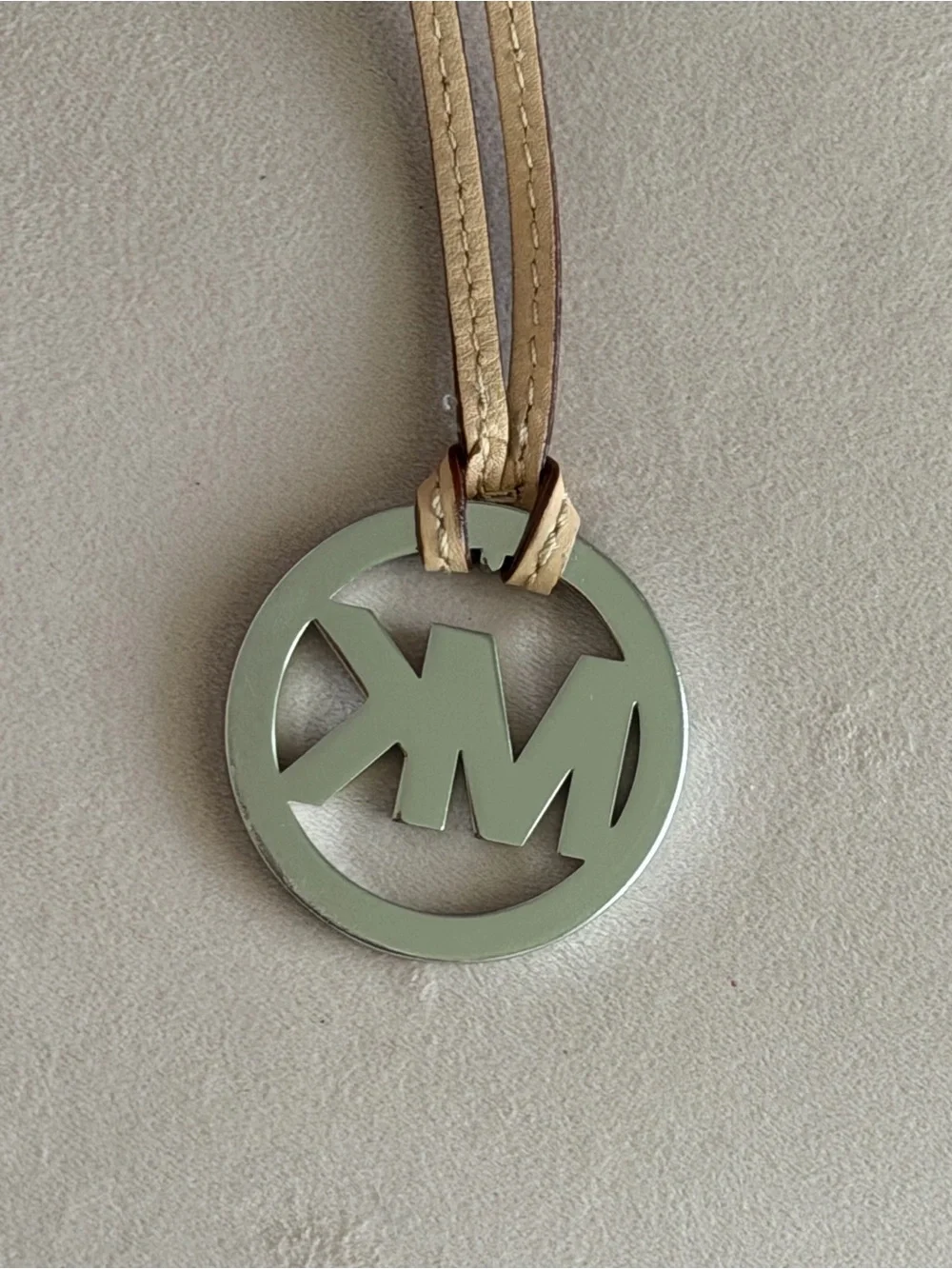 Michael Kors Tan Leather Strap with Silver MK Logo Charm